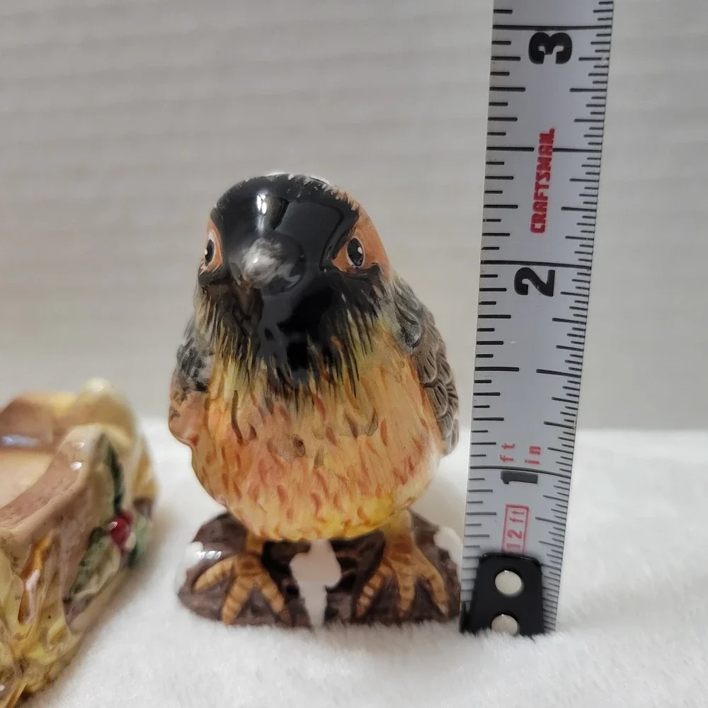 GANZ Bird Salt & Pepper Shakers in Bird Bath‎ Stand Beautiful Fall Leaf Colors